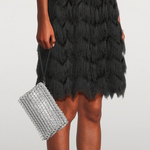 NWOT Banana Republic Black Fringe Mini - Dark Boho Feather - Picture 2 of 2